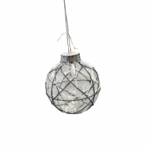Silver Glitter Crisscross Bauble – 8cm