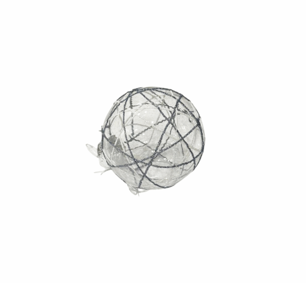 Silver Glitter Crisscross Bauble – 8cm