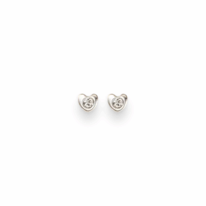 Crystal Heart Charm Earrings 0.8cm – Elegant Silver Style