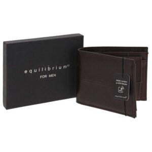 Equilibrium For Men RFID Brown Wallet – Centre Stitch