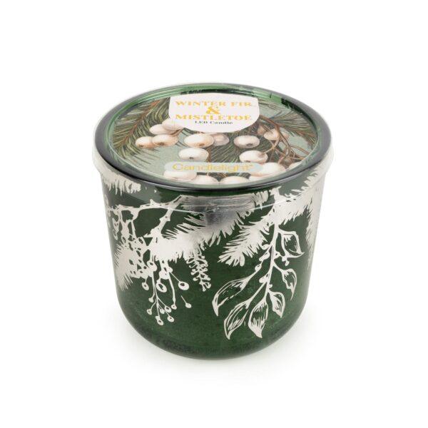 Winter Fir & Mistletoe LED Candle 10cm