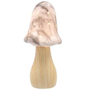 Mushroom Glow Lamp – Tall Marble Ceramic Toadstool Light (21cm)