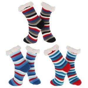 Nuzzles Men’s Stripe Socks – Super Soft & Cosy Grip Socks