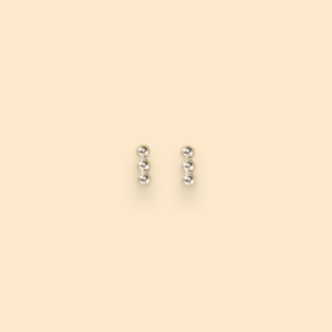 Triple Bead Droplet Earrings 0.8cm – Sleek Silver Style