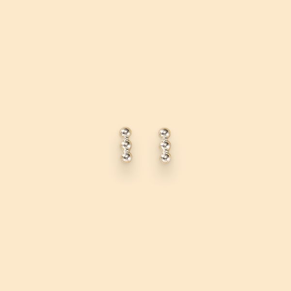 Triple Bead Droplet Earrings 0.8cm – Sleek Silver Style