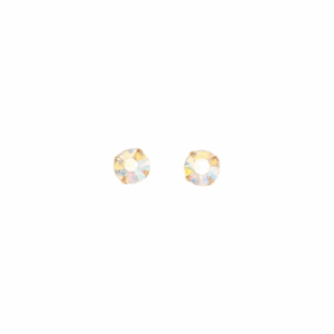 White Rhinestone Decor Earrings 0.6cm