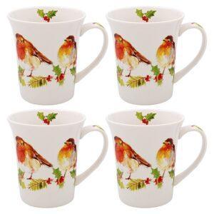 Winter Robins Mugs – Set of 4