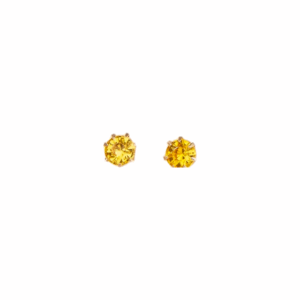 Yellow Crystal Rhinestone Decor Earrings 0.6cm
