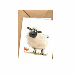 Sheep and Butterfly Greeting Card (Blank Inside)