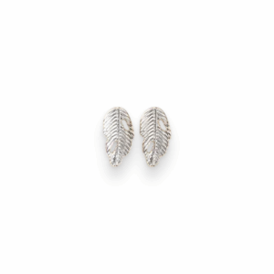 Feathered Leaf Stud Earrings 1cm – Nature Silver Style