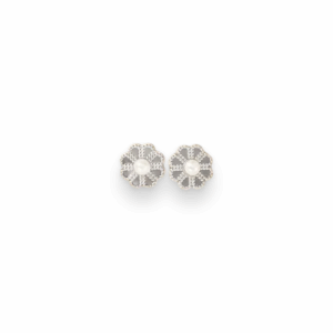 Pearl Lace Flower Earrings 1.1cm – Elegant Silver Style