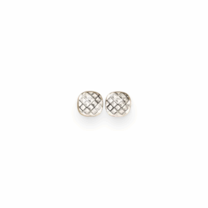 Quilted Square Stud Earrings 1cm – Bold Silver Style