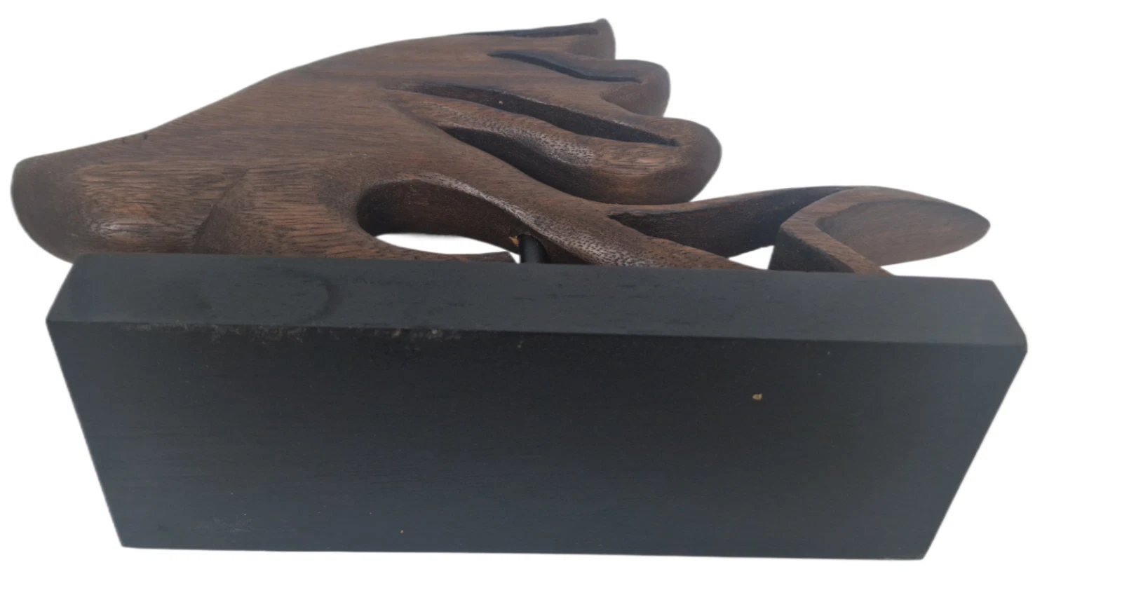 Hand Carved Wooden Fish Sculpture on Stand – Rustic Home Decor - Image 2