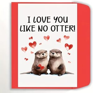 Adorable Otter Love Letter Card & Envelope - Cute Clasped Paws Birthday:Anniversary:Valentine': Day Card Suitable for Men, Women, Spouse, Boyfriend, Girlfriend - Unique Romantic Gift for Otter Lovers
