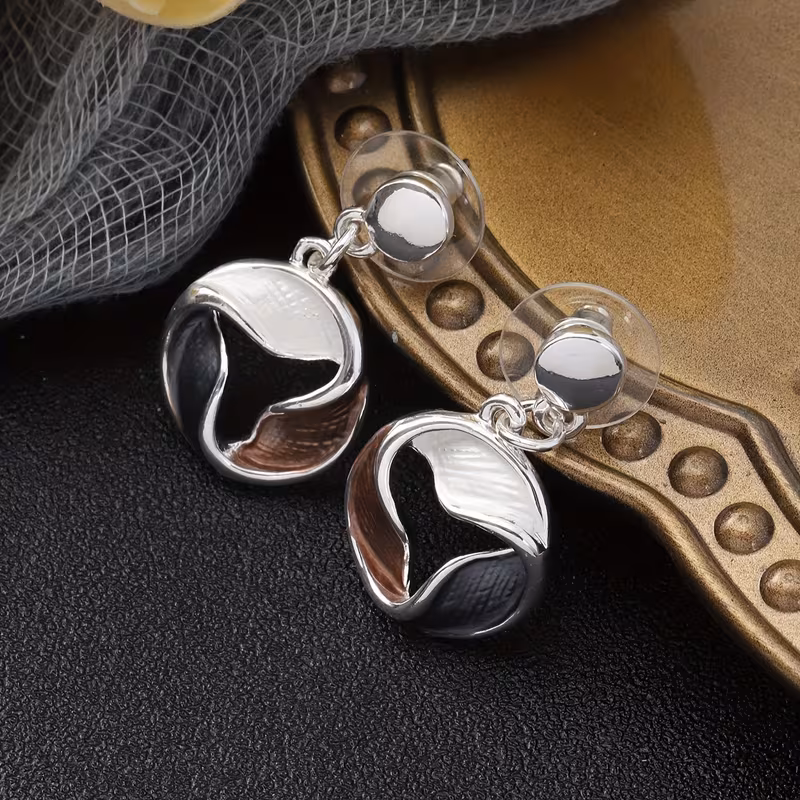 khaki drop earrings in neutral tone lightweight design