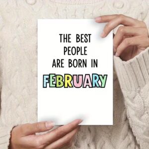 born in february birthday card with bold text design