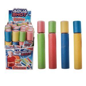 aqua shot foam water blaster toy in bright colours for kids