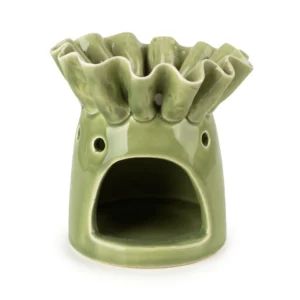 Green ceramic flower wax melt burner