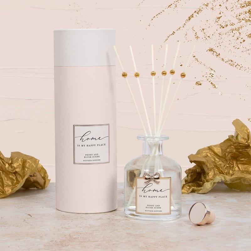 Home Is My Happy Place Peony and Blush Suede reed diffuser 200ml