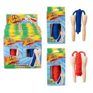 kids skipping rope with wooden handles in bright colours
