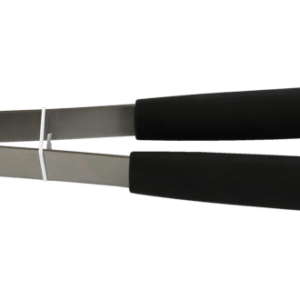 stainless steel barbecue tongs with black handle for grilling