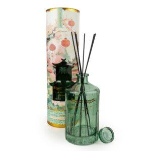 Chengdu reed diffuser in green glass bottle from the Silk Road Collection