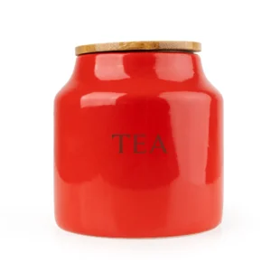 tea storage jar, red ceramic storage jar, kitchen tea canister