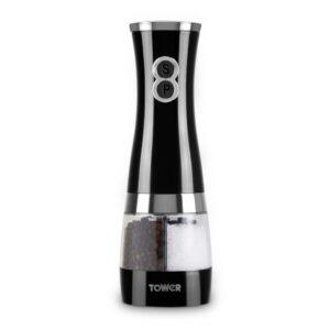 tower electric salt and pepper mill Black dual grinder kitchen