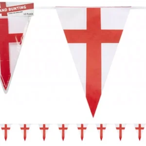 20ft England bunting featuring St George's Cross pennant flags