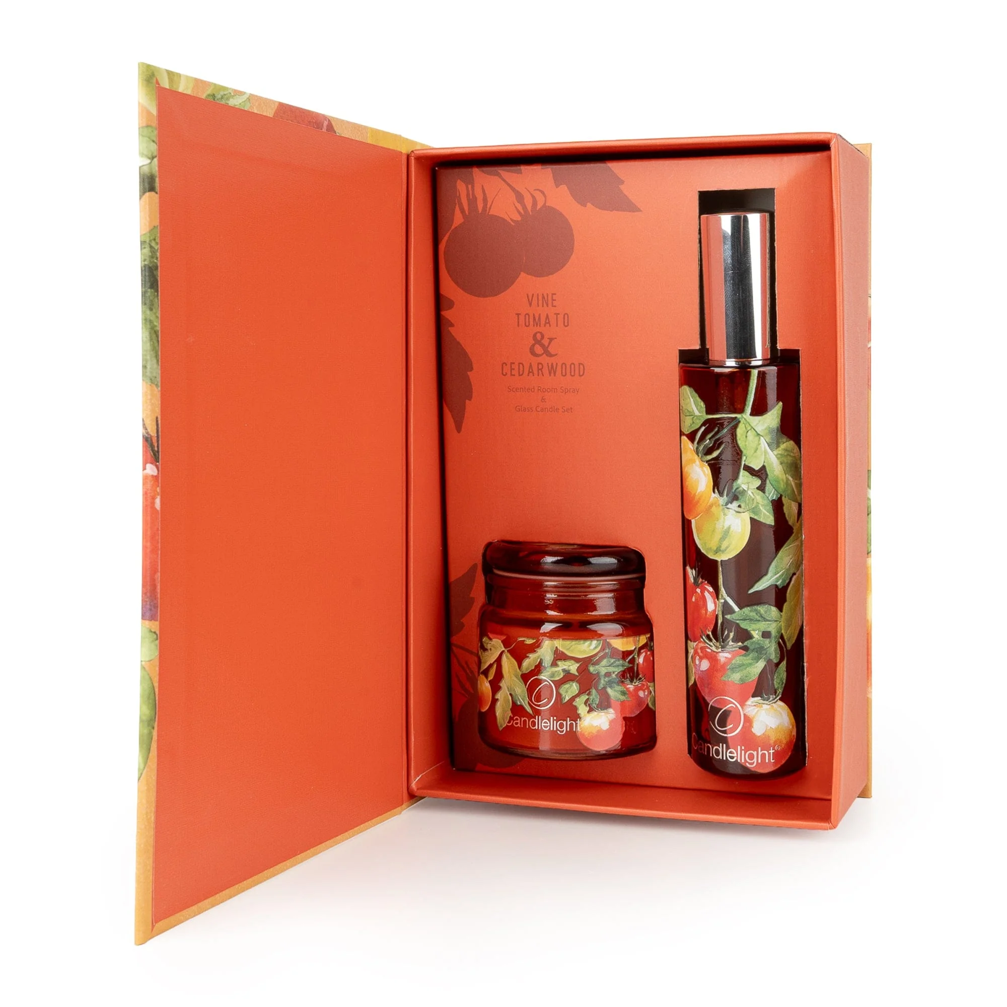 vine tomato and cedarwood candle and room spray gift set