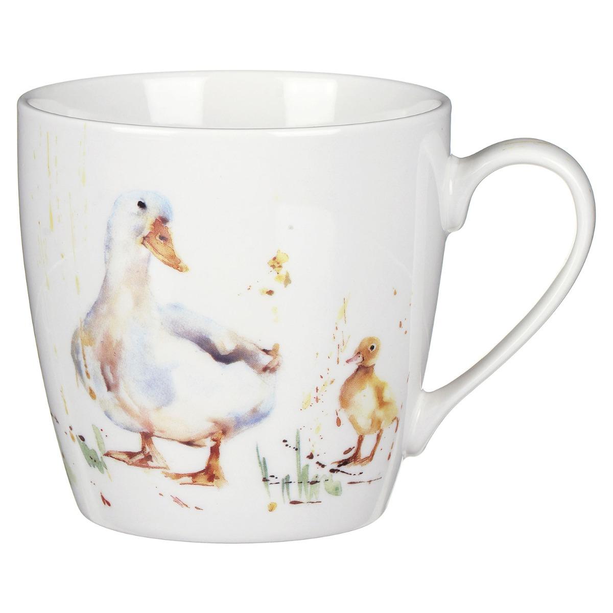 Country Life Ducks fine china mug featuring duck and duckling illustration