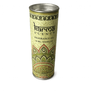 Karma Scents Jasmine Fragrance Oil 15ml in decorative green patterned gift tube