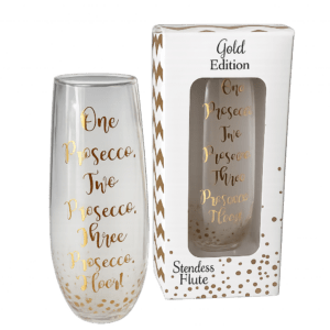 gold edition stemless flute, prosecco gift glass, leonardo collection prosecco flute