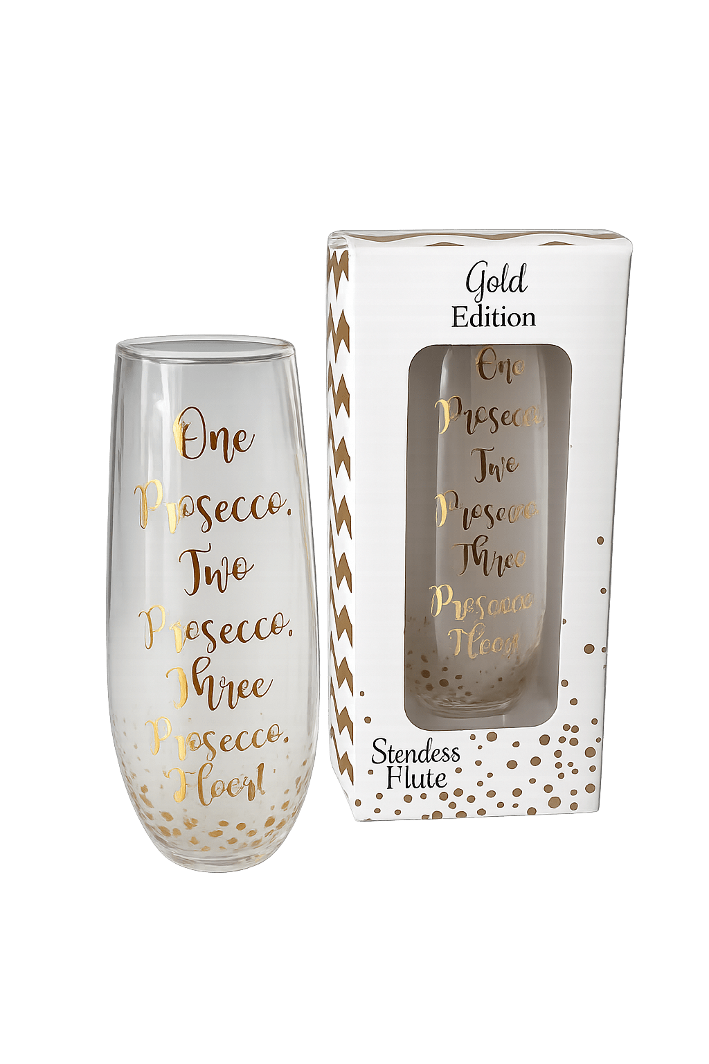 gold edition stemless flute, prosecco gift glass, leonardo collection prosecco flute