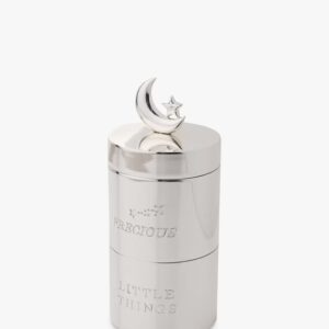 Silver-plated Bambino stacking keepsake box with moon and star lid detail and Precious Little Things engraving