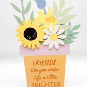 Wooden flower plaque with Friends Like You Make Life A Little Brighter sentiment